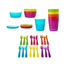 Amazon Com Ikea 36 Piece Dinnerware Set Assorted Colors Kitchen Dining Ikea Dinnerware Kids Flatware Kids Plates