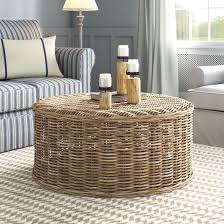 3r studios striped round water hyacinth and seagrass coffee table ottoman. Highland Dunes Vitiello Rattan Coffee Table Reviews Wayfair