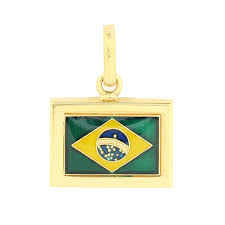 Avaliações não há avaliações ainda. Pingente Com A Bandeira Do Brasil Esmaltada Em Ouro Amarelo