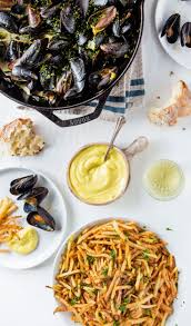 Recipe Moules Frites Steamed Mussels With Fries And Aioli Food Shellfish Recipes Seafood Entrees