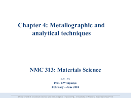 Pdf Chapter 4 Metallographic And Analytical Techniques