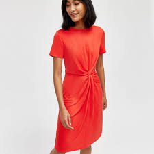Warehouse Slinky Knot Front Dress Bright Red 1 Clothes Aura Clothing Latest Fashion Clothes