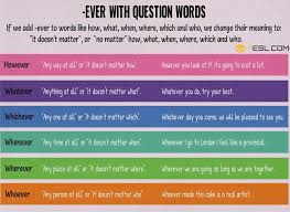 Whatever Whichever Whenever Wherever However Whoever 7 E S L Learn English Vocabulary Learn English For Free Learn English
