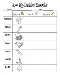 2 Syllable Words Phonics Worksheets Syllable Syllable Worksheet