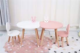 The materials used for kids' table and chair sets affect the durability of the set and determine how easy the table and chairs are to clean. China Wooden Cute Children Mushroom Shape Table And Chair Set Kids Home Furniture China Kindergarten Table And Chair Modern Children Home Furniture