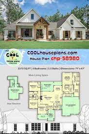 Modern Country Farmhouse Style Design With Large Wood Beams At Entrance 4 Bedrooms 2 House Plans Farmhouse Farmhouse Style House Plans Farmhouse Style House