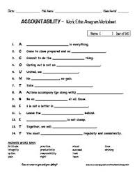 Accountability Work Ethic Acronymn Worksheet Work Ethic Worksheets Accounting