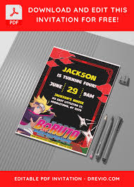 Easily Edit PDF Invitation) Awesome Boruto Birthday Invitation
