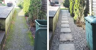 Gartenweg Waschbetonplatten Kies Weggestaltung Modern Diy Waschbetonplatten Gartenweg Garten