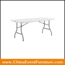 Molded tabletop (white granite) with a round folding frame (gray). 6 Foot Fold In Half Table Z180 Foshan Cargo Furniture