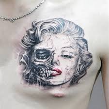 Half face pink gitter skull halloween make up! New Fashion Cool Marilyn Monroe Half Face Half Skull Sexy Tattoo Stickers Waterproof Body Art Monroe Sticker Free Shipping Sticker Carbon Stickers Greenstickers Gift Aliexpress