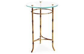 New antique style mirrored glass top. Bamboo Side Table Gold One Kings Lane
