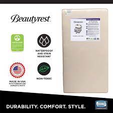 All of the simmons beautyrest mattresses utilize a pocketed coil system, which means that the mattress is composed of hundreds of individually wrapped coils which act as the base layer. Amazon Com Beautyrest Beginnings Sleepy Whispers Ultra Deluxe 2 In 1 Innerspring Crib And Toddler Mattress Waterproof Greenguard Gold Certified Trusted Brand Made In The Usa Baby