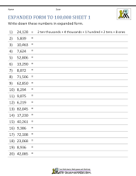 Expanded Form To 100000 1 Expanded Form Math Expanded Form Worksheets Place Value Worksheets