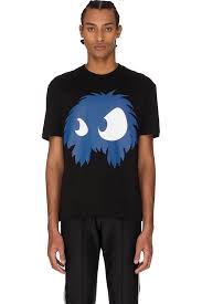 Black And Royal Blue T Shirt Mcq Alexander Mcqueen Chester Monster T Shirt Darkest Black Royal Blue Mcq Alexander Mcqueen Alexander Mcqueen Menswear Monster Tshirt