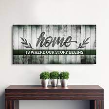 Home where our story begins canvas wall art print, home decor. Home Wall Art Home Is Where Our Story Begins V4 Wood Frame Ready To Sense Of Art