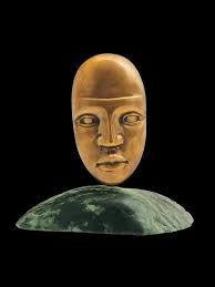 Moko Pounamu Face Bronze sculpture NZ Genuine Kawakawa Flower Greenstone