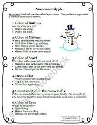 Snowman Glyph Writing Activity Writing Activities Holiday Writing Winter Classroom Activities