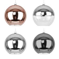 A spherical orb, highly mirrored and perfectly reflective during the day, when switched on in our perpetual quest for the purest forms, globe stands out as the most minimal of the lot. Large Metallic Copper Chrome Glass Globe Ceiling Pendant Light Shade Shades Ceiling Pendant Lights Pendant Light Shades Ceiling Pendant