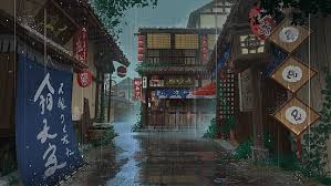 Maybe you would like to learn more about one of these? Hd Wallpaper Rain Trees Bucket Anime House Outdoors Wallpaper Flare