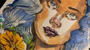 ⭐️￼ Real time INK PORTRAIT /wash over sketch ￼ + unedited color mishaps  🤣￼￼￼￼￼