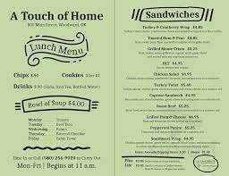 A Touch Of Home Gifts Coffee Bistro Menu In Woodward Oklahoma Usa