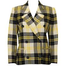 Black And White Plaid Cropped Blazer Preowned 1990 S Valentino Yellow Black And White Plaid Wool Blazer 645 Liked On Polyvore Featuring Outerwear Wool Blazer Plaid Wool Jacket Yellow Blazer