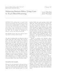Pdf) Enhancing Business Ethics: Using Cases To Teach Moral Reasoning