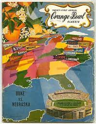 Duke Vs Nebraska Game Program Cover January 1 1955 Orange Bowl Nebraska Bowl Game
