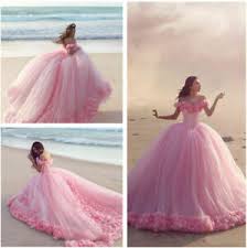 Ein muss für jede prinzessin. Neu Rosa 3d Schulterfrei Prinzessin Hochzeitskleid Ballkleid Brautkleider Ebay