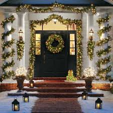 Image Result For Front Porch Columns Prelit Outdoor Garland Christmas Wreaths With Lights Outdoor Christmas Pre Lit Christmas Wreaths