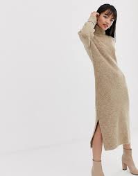 Asos Petite Asos Design Petite Sweater Dress In Midi Length With Side Splits Sweater Dress Petite Sweater Dress Fashion Outfits