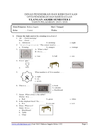 We take a nap in the. Soal Ukk Bahasa Inggris Kelas 1 Materi Hari Hari Jawabanku Id