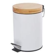 Poubelle Salle De Bain Blanche Avec Couvercle Bambou Gifi 407061x Poubelle Salle De Bain Salle De Bain En Bambou Salle De Bain Blanche