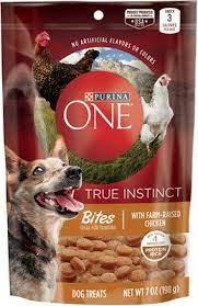 Purina One True Instinct Bites With Farm Raised Chicken Dog Treats 7 Oz Bag Chewy Com Chicken For Dogs Chicken Dog Treats Dog Treats
