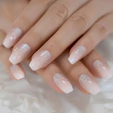 Let me know what you guys think of this mia secret greg shows you how to create the perfect french acrylic ombre every time! Holographic Silver Glitter Acrylic Nails Ombre French Fake Nails Coffin Shape Nude Nail Art Tips Pre Designed False Nails Aliexpress