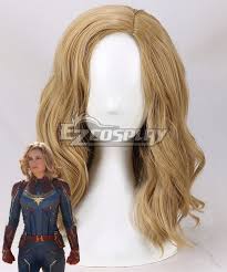 Marvel 2019 Movie Captain Marvel Carol Danvers Golden Brown Cosplay Wig Captain Marvel Costume Captain Marvel Carol Danvers Captain Marvel