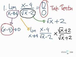 Lim x → ∞ ( a x 2 + b x + c − p x 2 + q x + r) = { ∞, jika a > p b − q 2 a, jika a = p − ∞, jika a < p diperoleh. Limit Bentuk Akar Contoh 3 Youtube
