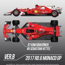 1 12 Ferrari Sf70h K608 Ver B 2017 Rd 6 Monaco Gp 5 S Vettel 7 K Raikkonen Mfh K608 Model Factory Hiro Ferrari F1 Ferrari Formula 1 Car