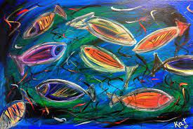 Check out our abstract fish art selection for the very best in unique or custom, handmade pieces from our prints shops. Abstract Fish Painting By Kat S Contemporary Abstract Art