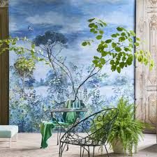 Giardino Segreto Scene 2 Delft Wallpaper Designers Guild Designers Guild Mural Wallpaper