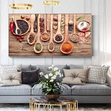 Coffee themed kitchen decor & 15 effortless updates for 2020. Kitchen Themed Wall Art Decor Colorful Spice And Spoon In Table Canvas Paintings Food Concept Retro Canvas Art Prints Cuadros Painting Calligraphy Aliexpress