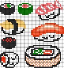 Sushi Set Perler Bead Pattern Bead Sprite Pixel Art Nourriture Modele Pixel Art Dessin Carreau