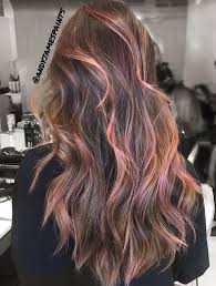 Long Brown Hair With Pink Highlights Brown Hair With Highlights Brown Hair With Highlights And Lowlights Brown And Pink Hair