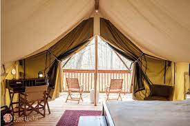 Private Tented Porch With Front Row Seats To Lush Forest Views Luxurytents Glamping Forestviews Luxurycamping Firelig Tent Glamping Luxury Tents Glamping
