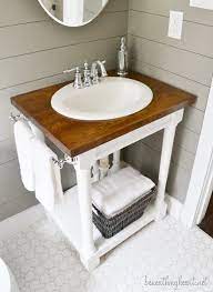 Evideco non pedestal under sink storage vanity cabinet diy 2 doors white. 12 Creative Diy Bathroom Vanity Projects The Budget Decorator