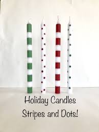 Striped Candles Polka Dot Candles Tapers Set Of 2 Etsy Hand Painted Candles Striped Candles Painted Candles
