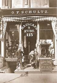 Photo Chicago O F Schultz Hats Caps And Furs Storefront With Father And Son Pre 1900 Chicago Photos Chicago History Chicago