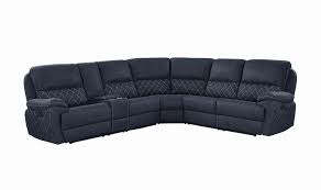 Leather sectional sofa with reclining, storage consoles and cup holders. Variel Modular Reclining Sectional Blue By Coaster Furniture Furniturepick