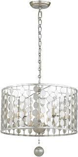 Crystorama 545 Sa Layla Contemporary Antique Silver Drum Pendant Lighting Fixture Cry 545 Sa